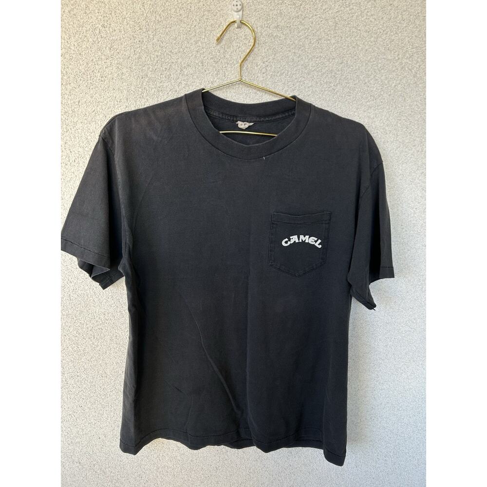 Vintage 90s Camel Smokin Joe Cigarette Promo Boston Ice Hockey Pocket T-Shirt XL